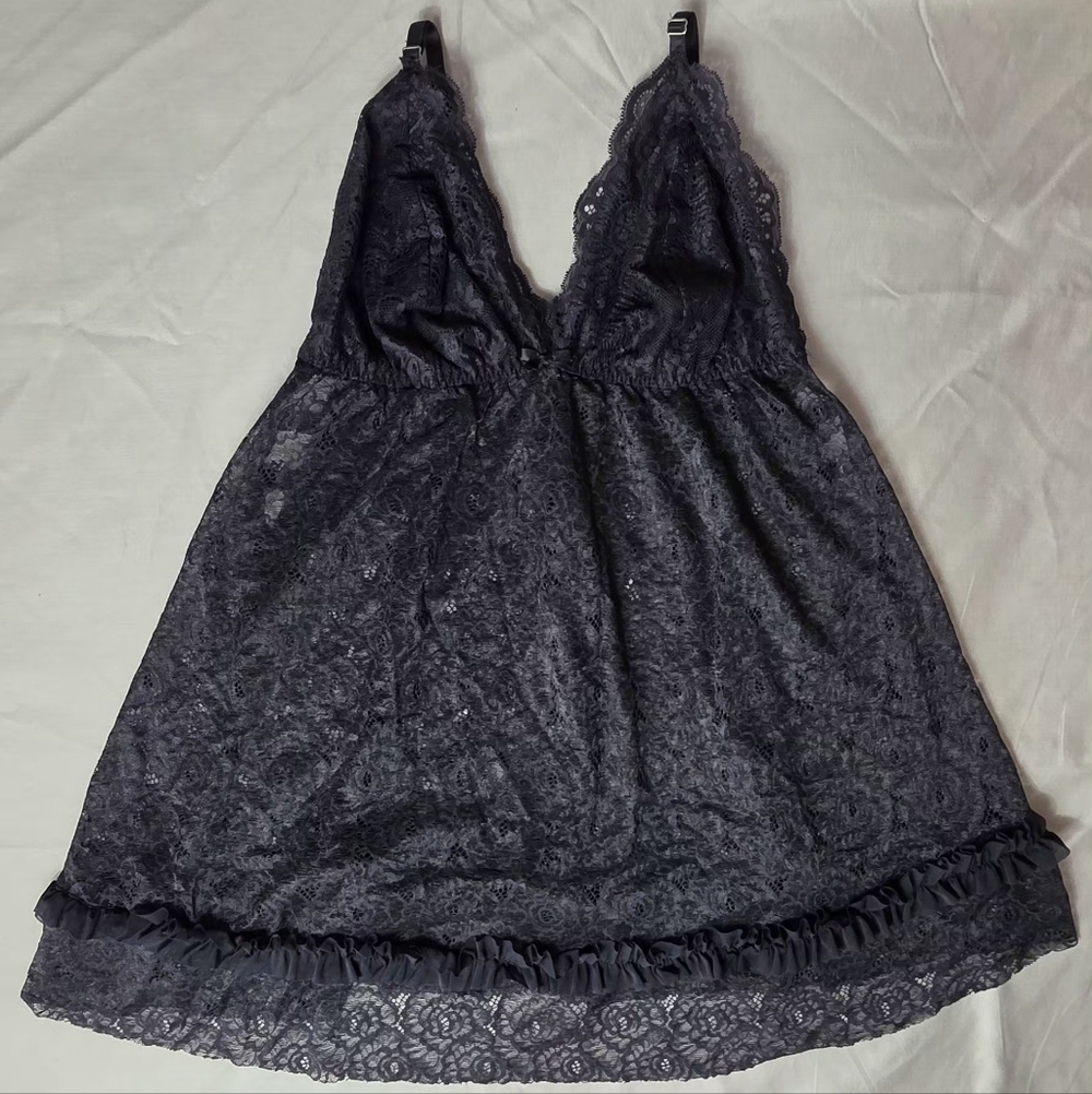 SEDUCTIVE WEAR CINEMA ETOILE  Black Floral Lace Baby Doll Lingerie XL Mini Dress